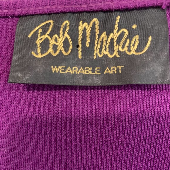 Bob Mackie Wearable Art Cotton Sweater Sequined Built-In Tank Top Purple Large - Picture 4 of 10